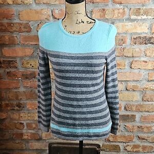 Antonio Melani aqua & gray striped Cashmere sweater size XS